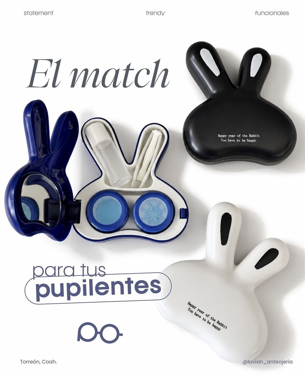 Publicación: El match para tus pupilentes. Estuches para pupilentes en forma de conejo.